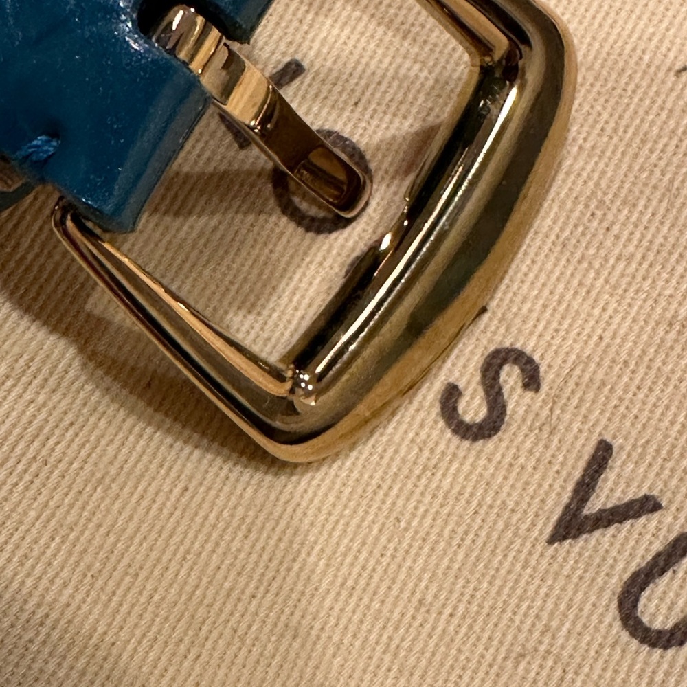 NEW; Louis Vuitton Phoenix 25MM Monogram Vernis patent leather belt in turquoise - Picture 4 of 15